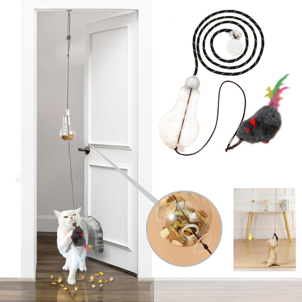 Interactive Door Hanging Cat Toy, Cat Treat Dispenser with A Stimulating Rat Toy