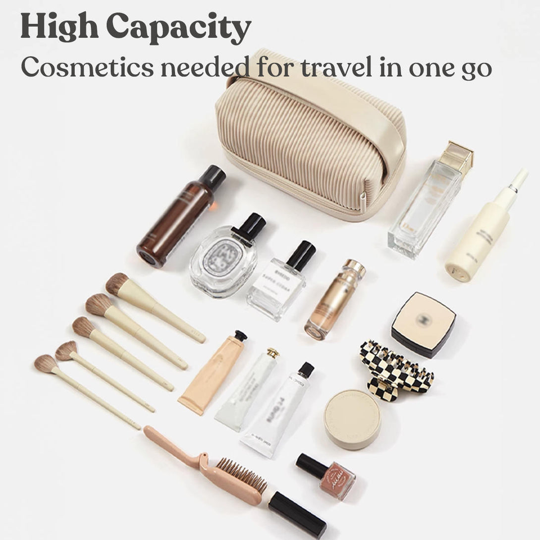 Cream Toast Organizer Makeup Bag, Dry and Wet Separation