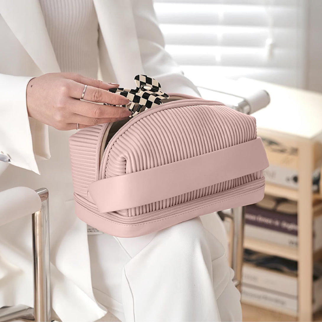 Cream Toast Organizer Makeup Bag, Dry and Wet Separation