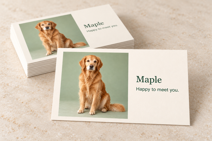 Maple card front with a small stack of matching paper cards.