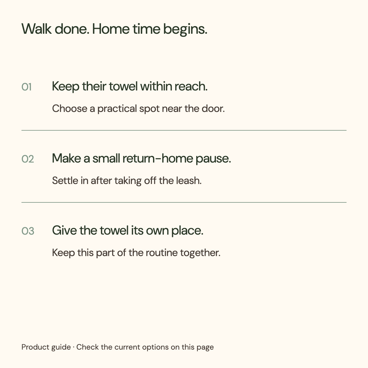 Dog towel entryway routine: keep within reach, pause after the walk and give it a dedicated place.