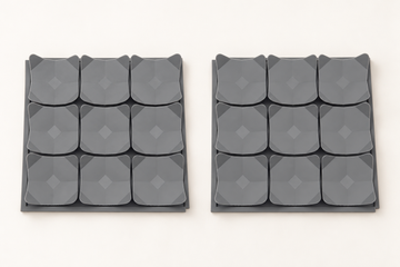 The complete set: two separate grey silicone mats, each with nine leaf pockets.