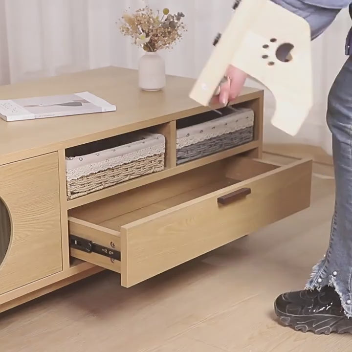 Hardware adjustment example for the grey hanging bed; drawer shown is demonstration only, not furniture-fit or load verification.