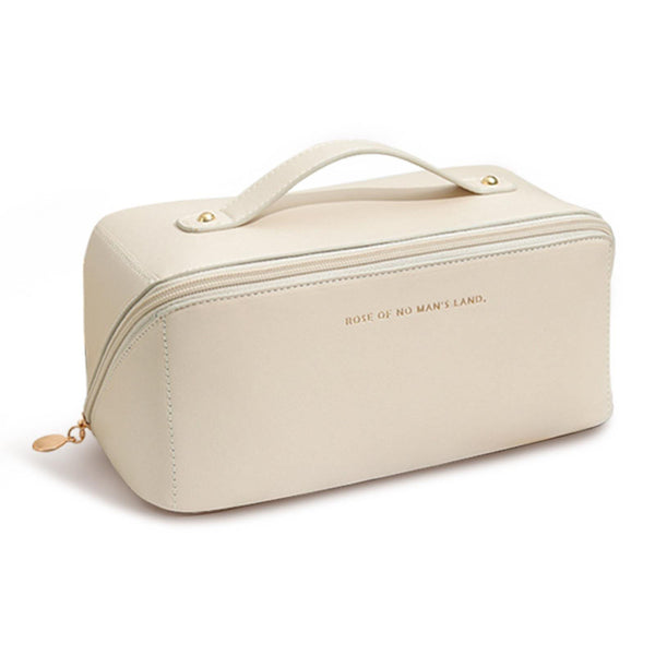Portable Makeup Bag Opens Flat, Large-Capacity Travel Cosmetic Bag