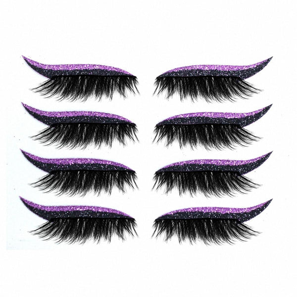 Delineador de ojos y adhesivo para pestañas reutilizable 2 en 1 con purpurina