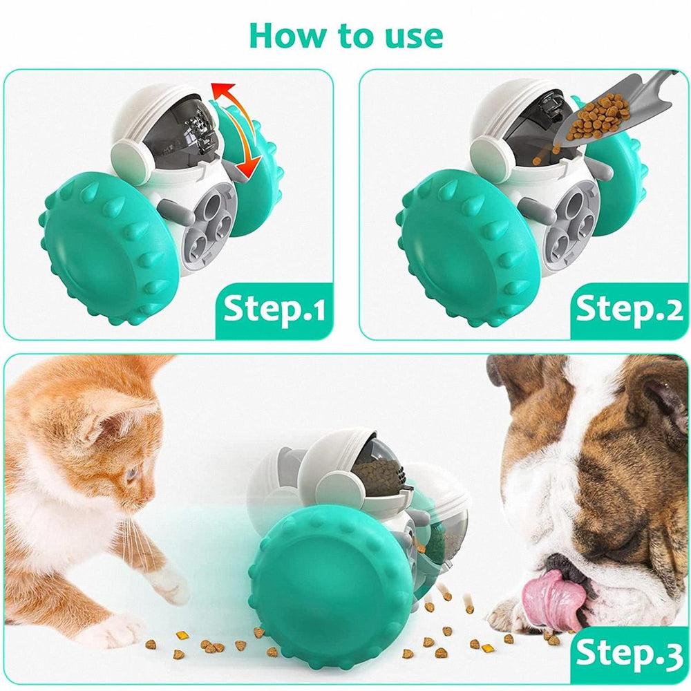  Dog Toy Dispenser - Doggy Treat Dispensing Chase Toys for Mind  & Health Improvement - Pet Interactive Food Puzzle Toy for Medium Small Dogs  - IQ Training Slow Feeder Toy for