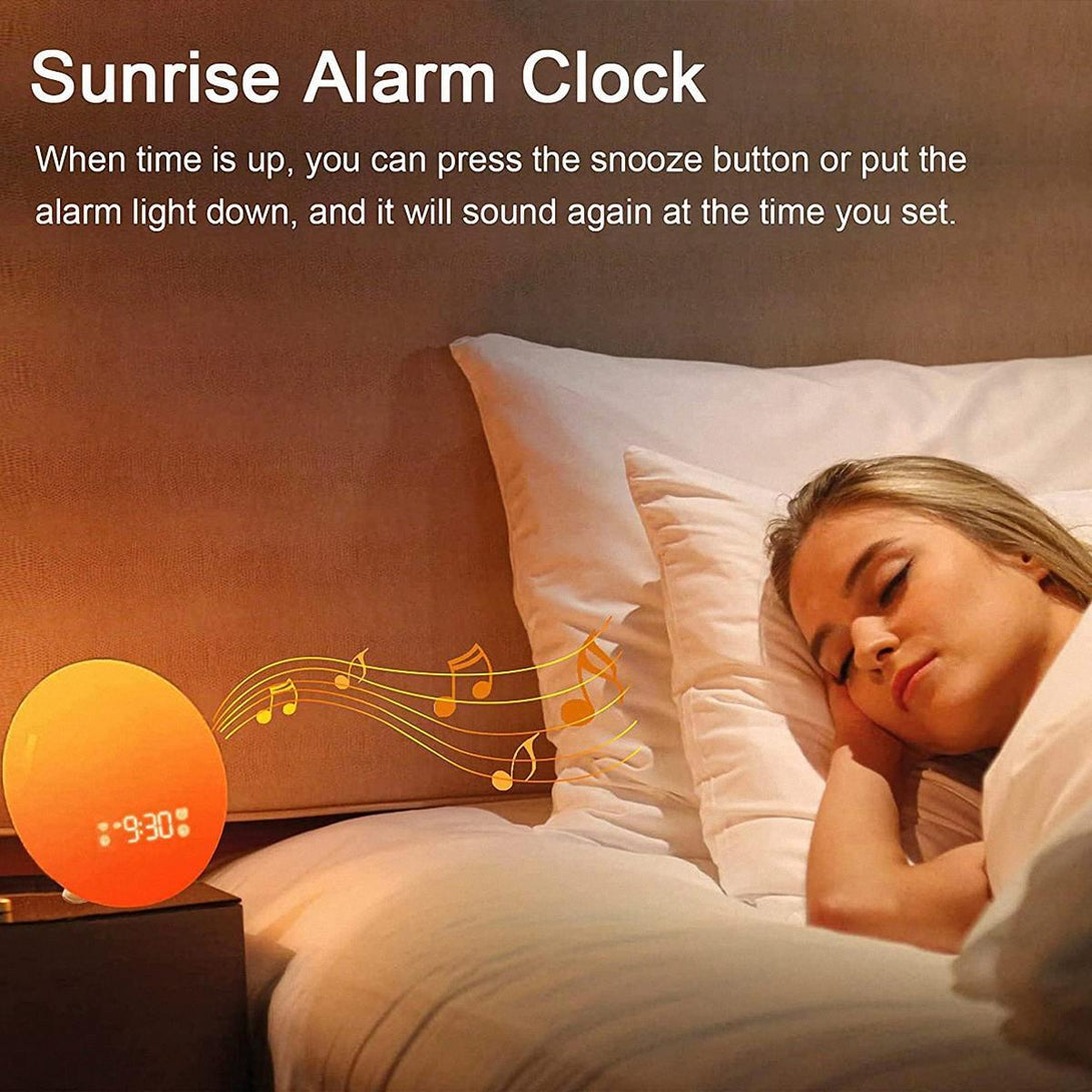 Colorful smart wake up light with alarm clock - BoxtoHeart