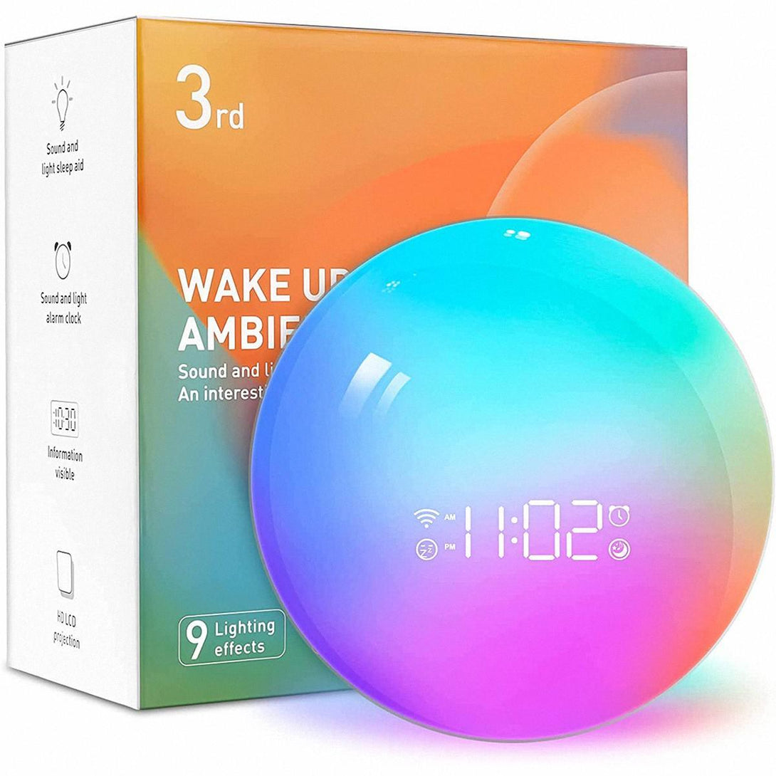 Colorful smart wake up light with alarm clock - BoxtoHeart