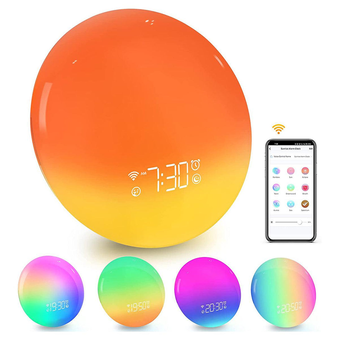 Colorful smart wake up light with alarm clock - BoxtoHeart