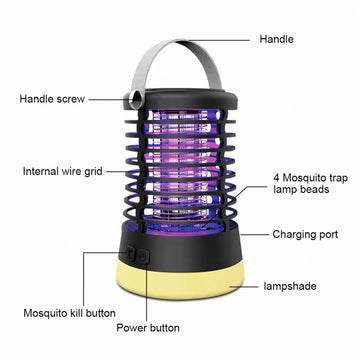 Lámpara LED repelente de mosquitos para exteriores, luz para acampar