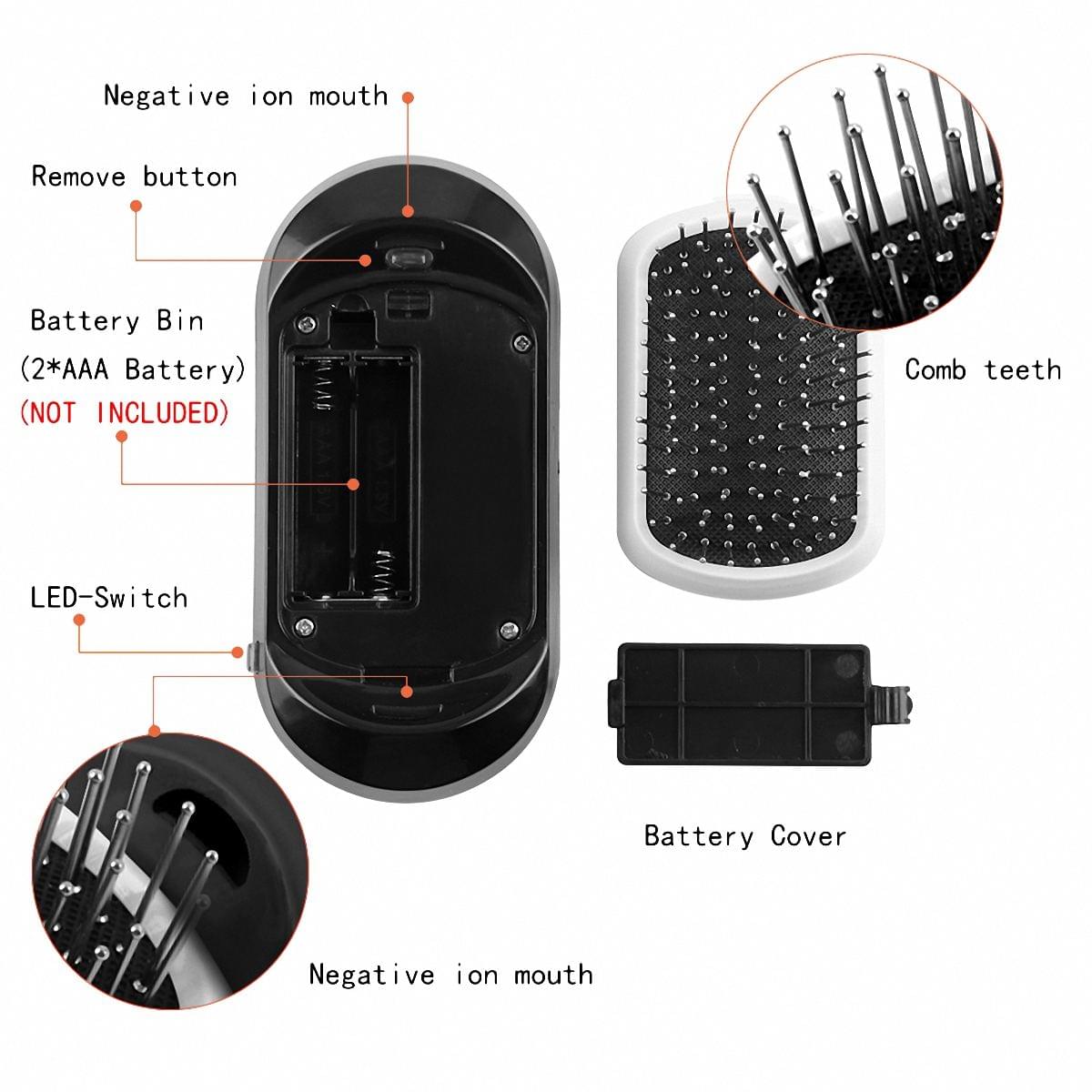 Portable Hair Ion Brush Straight Hair Brush Negative Ion Comb Promotes Blood Circulation Relief, Anti-Static