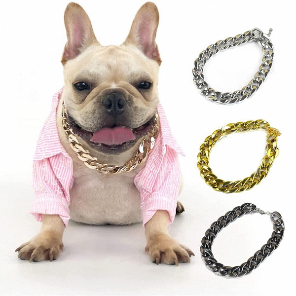 4 Pack Metal Gold Link Chain Necklace Dog Chain Collar
