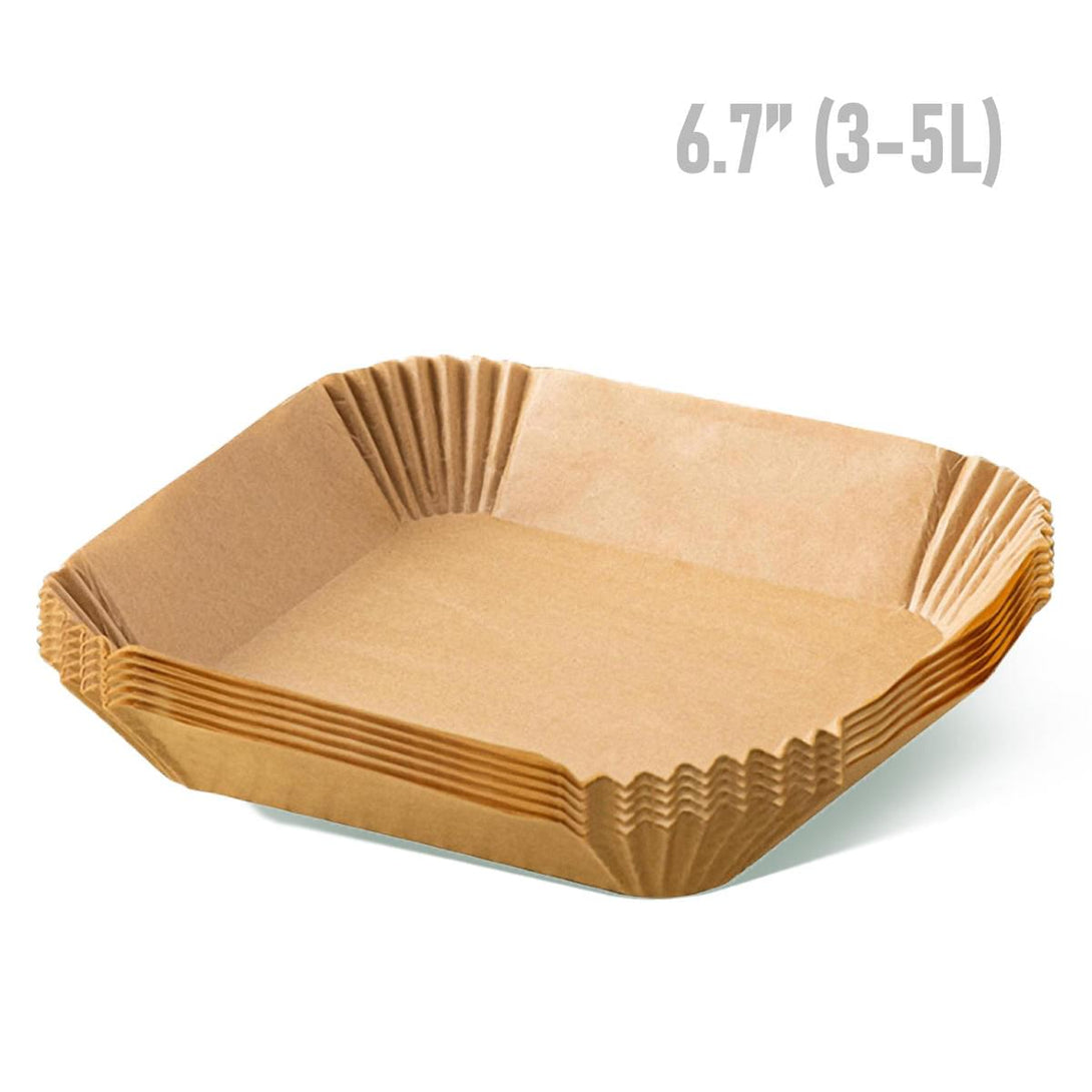 50pcs Air Fryer Disposable Paper Liner, Square Air Fryer Liners, 6.3 Inch  And 7.9 Inch, Non-Stick Disposable Liners, Grease Proof, Waterproof, Food Gr