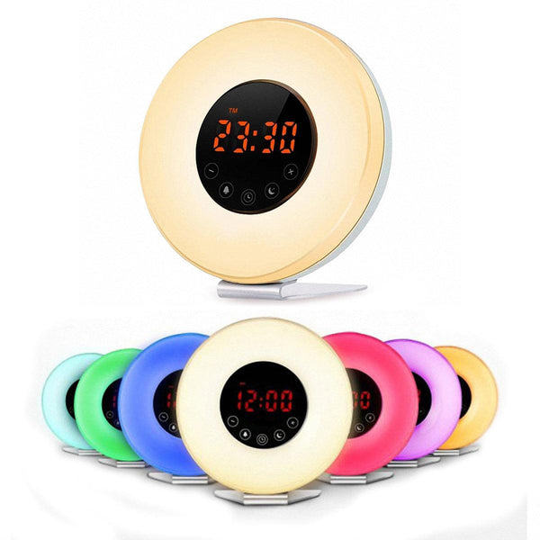 Despertador con luz multicolor
