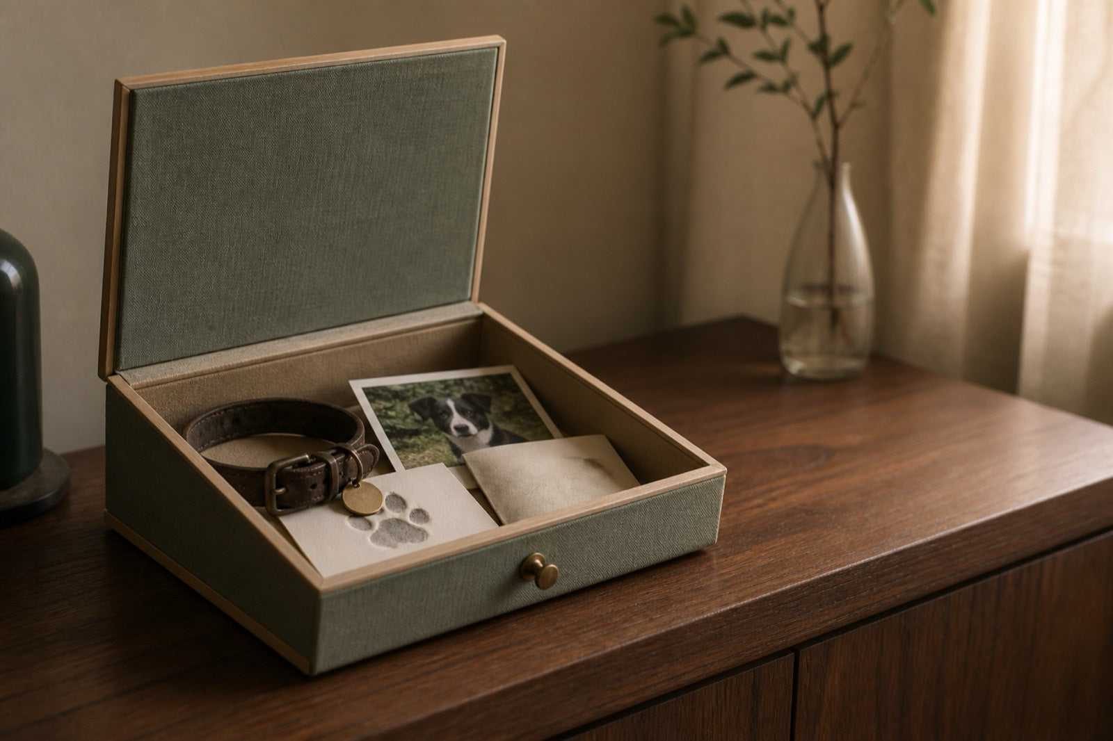Exploratory covered memory place containing removable customer-held keepsakes